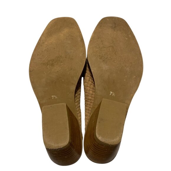 J BRAND Tan Western Heeled Woven Slip-On Women's Leather Mules Size 7.5M - Picture 7 of 8